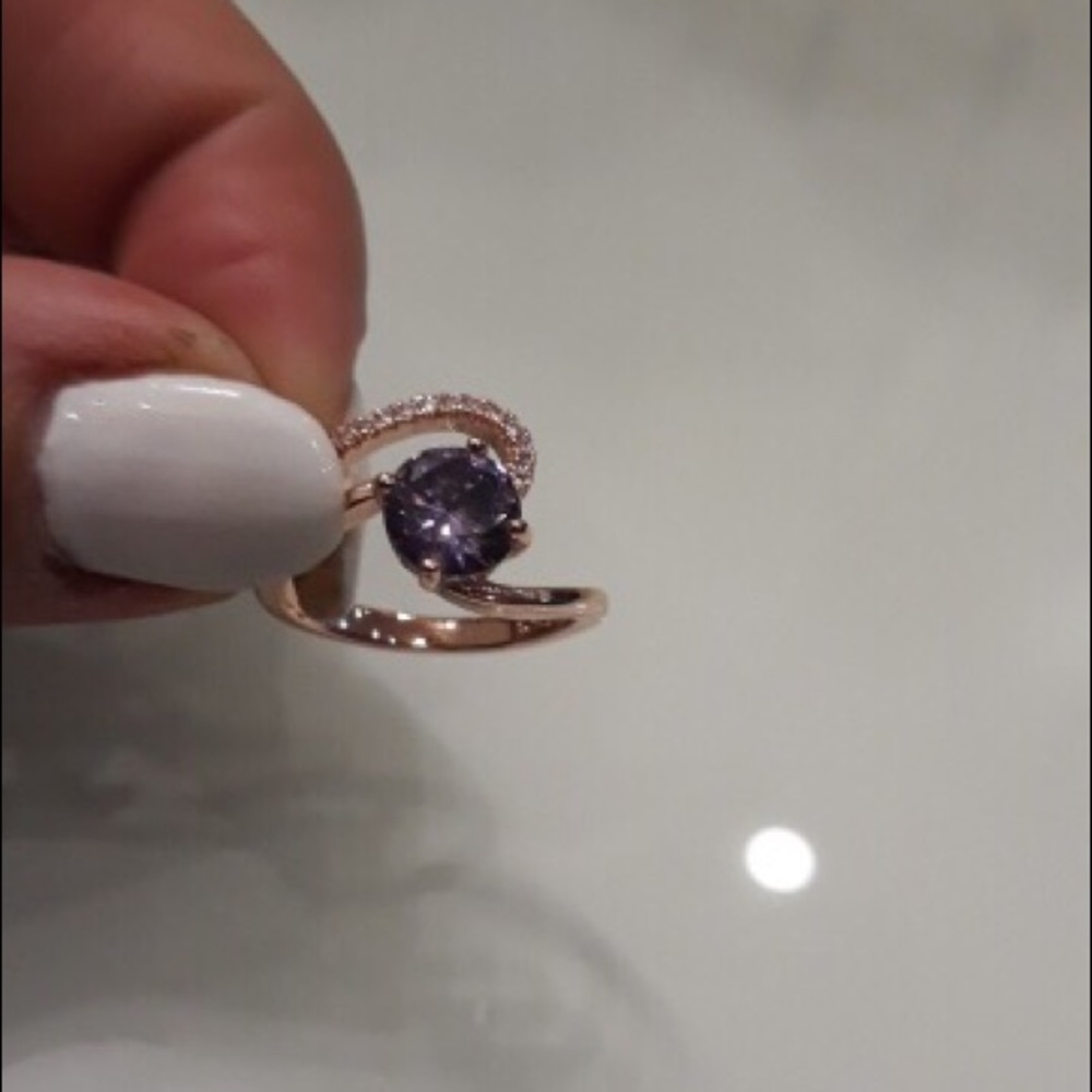 Purple crystal cocktail party ring